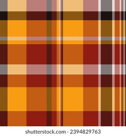 El fondo de tela tartán del vector se comprueba sin fisuras con un patrón textil de textura trenzada en colores rojo y naranja.
