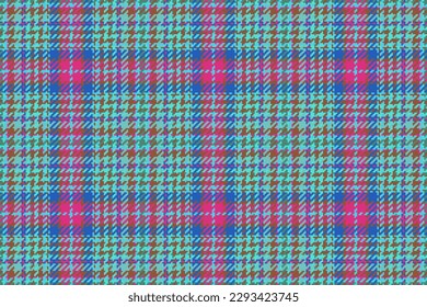 Tartan fabric textile. Seamless vector check. Texture plaid pattern background in cyan and turquoise colors.