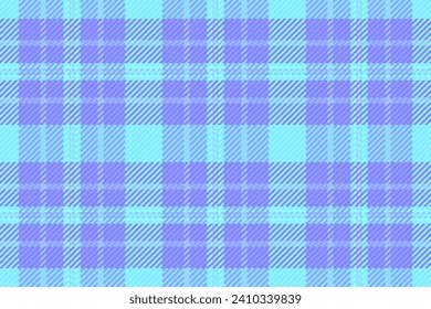 Tartan fabric textile of vector pattern check with a plaid seamless background texture in blue and cyan colors.