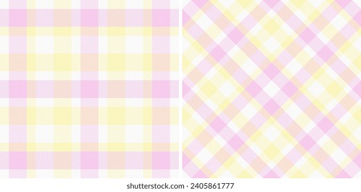 Tartan fabric texture of plaid check background with a textile pattern seamless vector set in rainbow colors.