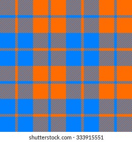tartan fabric texture seamless pattern orange and blue vector illustration