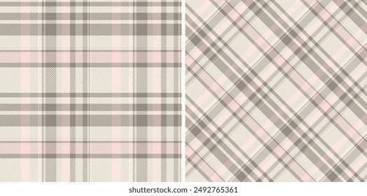 Tartan fabric vector of background check seamless with a textile texture plaid pattern. Set in cream colours for geometric unique identity design.