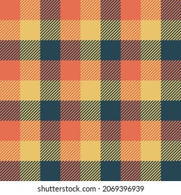 Tartan fall seamless pattern. Autumn color palette of red, yellow and charcoal. Tartan Flannel shirt pattern. Trendy tiles of different color. Vector illustration