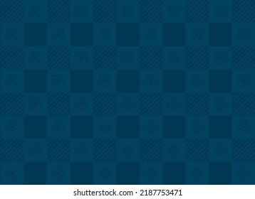 Tartan floral checked plaids deep blue colors. Seamless flowers fabric texture pastel colors.