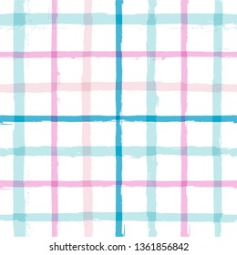 tartan girly pattern, plaid print, checkered summer paint brush strokes. Gingham. Rhombus and squares texture for textile: shirts, tablecloths, clothes, dresses, bedding, blankets, paper. 