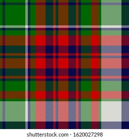 Tartan green red fabric texture seamless pattern. Vector illustration.