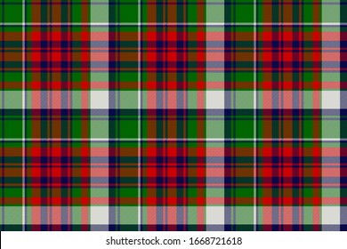 Tartan green red fabric texture seamless pattern. Vector illustration.