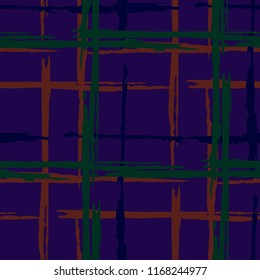 Tartan. Grunge Background with Stripes. Abstract Texture with Horizontal and Vertical Dry Brush Strokes. Scribbled Grunge Rapport for Wallpaper, Print, Textile. Scottish Ornament. Vector Texture.