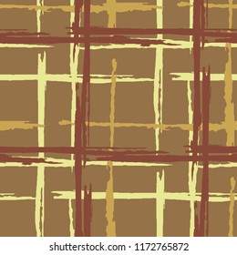Tartan. Grunge Background with Stripes. Abstract Texture with Horizontal and Vertical Brush Strokes. Scribbled Grunge Pattern for Calico, Print, Textile. Scottish Ornament. Vector Texture.
