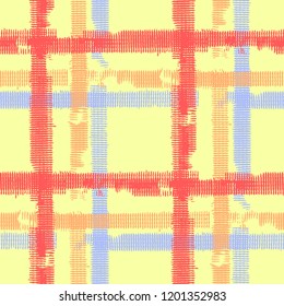 Tartan. Grunge Background with Stripes. Abstract Texture with Horizontal and Vertical Strokes. Scribbled Grunge Rapport for Chintz, Linen, Paper. Scottish Motiff. Vector Texture.