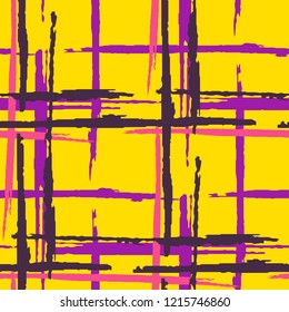 Tartan. Grunge Background with Stripes. Abstract Texture with Horizontal and Vertical Dry Brush Strokes. Scribbled Grunge Motif for Print, Fabric, Textile. Scottish Motiff. Vector Texture.