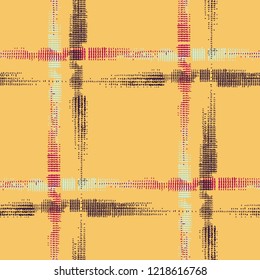 Tartan. Grunge Background with Stripes. Abstract Texture with Horizontal and Vertical Strokes. Scribbled Grunge Motif for Print, Cloth, Fabric. Irish Ornament. Vector Texture.