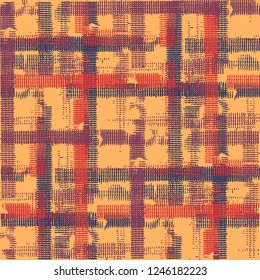 Tartan. Grunge Background with Stripes. Abstract Texture with Horizontal and Vertical Strokes. Scribbled Grunge Pattern for Chintz, Curtain, Paper. Irish Ornament. Vector Texture.