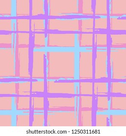 Tartan. Grunge Background with Stripes. Abstract Texture with Horizontal and Vertical Brush Strokes. Scribbled Grunge Motif for Cotton, Calico, Textile. Irish Ornament. Vector Texture.
