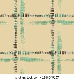 Tartan. Grunge Background with Stripes. Abstract Texture with Horizontal and Vertical Strokes. Scribbled Grunge Pattern for Dress, Paper, Tablecloth. Irish Ornament. Vector Texture.
