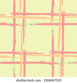 Tartan. Grunge Background with Stripes. Abstract Texture with Horizontal and Vertical Brush Strokes. Scribbled Grunge Rapport for Print, Cloth, Fabric. Scottish Motiff. Vector Texture.