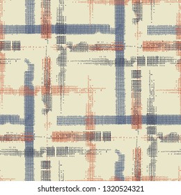 Tartan. Grunge Background with Stripes. Abstract Texture with Horizontal and Vertical Strokes. Scribbled Grunge Pattern for Chintz, Linen, Wallpaper. Scottish Ornament. Vector Texture.