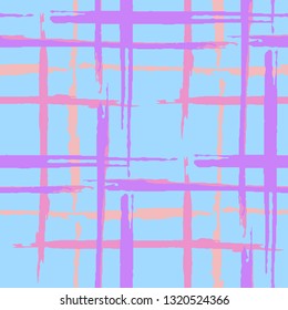 Tartan. Grunge Background with Stripes. Abstract Texture with Horizontal and Vertical Dry Brush Strokes. Scribbled Grunge Pattern for Wallpaper, Fabric, Textile. Scottich Ornament. Vector Texture.