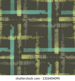 Tartan. Grunge Background with Stripes. Abstract Texture with Horizontal and Vertical Strokes. Scribbled Grunge Pattern for Dress, Curtain, Paper. Irish Ornament. Vector Texture.