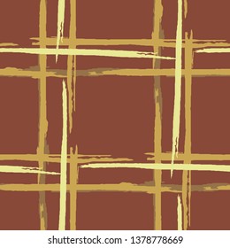 Tartan. Grunge Background with Stripes. Abstract Texture with Horizontal and Vertical Brush Strokes. Scribbled Grunge Rapport for Cotton, Calico, Textile. Scottich Ornament. Vector Texture.