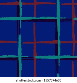 Tartan. Grunge Background with Stripes. Abstract Texture with Horizontal and Vertical Brush Strokes. Scribbled Grunge Pattern for Print, Cloth, Fabric. Scottish Motiff. Vector Texture.