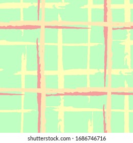 Tartan. Grunge Background with Stripes. Abstract Texture with Horizontal and Vertical Dry Brush Strokes. Scribbled Grunge Pattern for Print, Fabric, Textile. Scottish Motiff. Vector Texture.