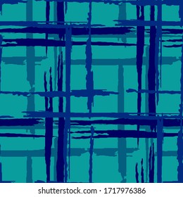 Tartan. Grunge Background with Stripes. Abstract Texture with Horizontal and Vertical Dry Brush Strokes. Scribbled Grunge Pattern for Print, Fabric, Textile. Scottish Ornament. Vector Texture.