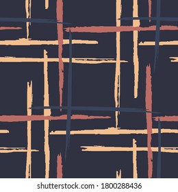 Tartan. Grunge Background with Stripes. Abstract Texture with Horizontal and Vertical Brush Strokes. Scribbled Grunge Rapport for Chintz, Curtain, Paper. Scottish Motiff. Vector Texture.