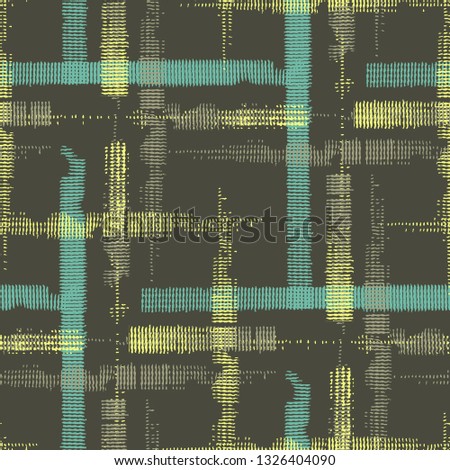 Tartan. Grunge Background with Stripes. Abstract Texture with Horizontal and Vertical Strokes. Scribbled Grunge Pattern for Dress, Curtain, Paper. Irish Ornament. Vector Texture.