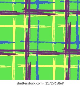 Tartan. Grunge Stripes. Abstract Texture with Horizontal and Vertical Brush Strokes. Scribbled Grunge Rapport for Linen, Paper, Tablecloth. Scottish Motiff. Vector Texture.