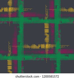 Tartan. Grunge Stripes. Abstract Texture with Horizontal and Vertical Strokes. Scribbled Grunge Motif for Chintz, Curtain, Paper. Scottish Ornament. Vector Texture.