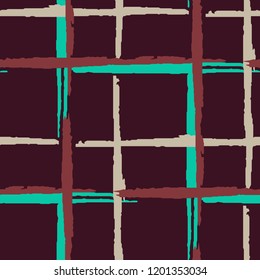 Tartan. Grunge Stripes. Abstract Texture with Horizontal and Vertical Dry Brush Strokes. Scribbled Grunge Rapport for Wallpaper, Print, Textile. Irish Ornament. Vector Texture.
