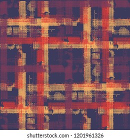 Tartan. Grunge Stripes. Abstract Texture with Horizontal and Vertical Strokes. Scribbled Grunge Motif for Cotton, Print, Textile. Scottish Ornament. Vector Texture.