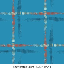 Tartan. Grunge Stripes. Abstract Texture with Horizontal and Vertical Strokes. Scribbled Grunge Pattern for Print, Fabric, Textile.  Scottish Ornament. Vector Texture.