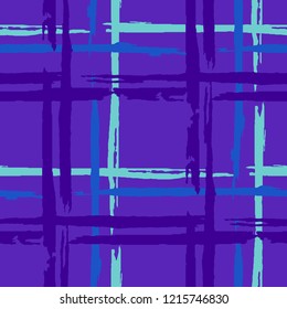 Tartan. Grunge Stripes. Abstract Texture with Horizontal and Vertical Dry Brush Strokes. Scribbled Grunge Pattern for Wallpaper, Print, Textile. Scottish Motiff. Vector Texture.