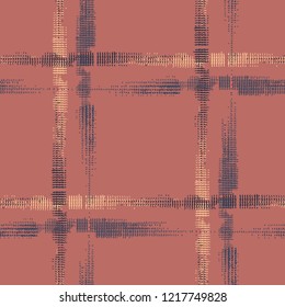 Tartan. Grunge Stripes. Abstract Texture with Horizontal and Vertical Strokes. Scribbled Grunge Rapport for Print, Fabric, Textile. Irish Ornament. Vector Texture.