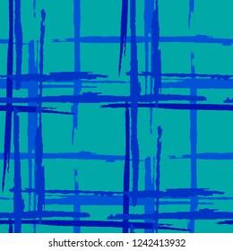 Tartan. Grunge Stripes. Abstract Texture with Horizontal and Vertical Dry Brush Strokes. Scribbled Grunge Motif for Linen, Paper, Tablecloth. Scottish Motiff. Vector Texture.