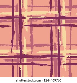 Tartan. Grunge Stripes. Abstract Texture with Horizontal and Vertical Brush Strokes. Scribbled Grunge Motif for Wallpaper, Fabric, Textile. Scottich Ornament. Vector Texture.