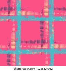 Tartan. Grunge Stripes. Abstract Texture with Horizontal and Vertical Strokes. Scribbled Grunge Motif for Chintz, Linen, Wallpaper. Scottish Motiff. Vector Texture.