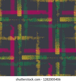 Tartan. Grunge Stripes. Abstract Texture with Horizontal and Vertical Strokes. Scribbled Grunge Motif for Linen, Paper, Tablecloth. Scottish Ornament. Vector Texture.