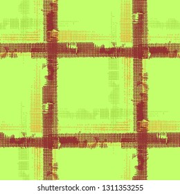 Tartan. Grunge Stripes. Abstract Texture with Horizontal and Vertical Strokes. Scribbled Grunge Pattern for Print, Fabric, Textile.  Irish Ornament. Vector Texture.