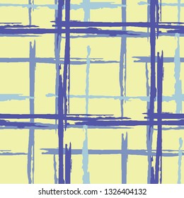 Tartan. Grunge Stripes. Abstract Texture with Horizontal and Vertical Dry Brush Strokes. Scribbled Grunge Pattern for Print, Fabric, Textile.  Scottish Motiff. Vector Texture.