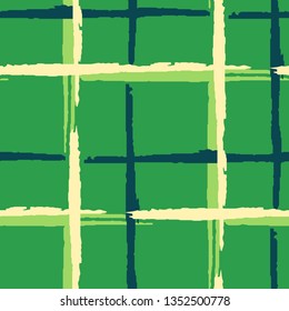 Tartan. Grunge Stripes. Abstract Texture with Horizontal and Vertical Brush Strokes. Scribbled Grunge Motif for Cotton, Print, Calico. Irish Ornament. Vector Texture.