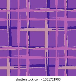 Tartan. Grunge Stripes. Abstract Texture with Horizontal and Vertical Brush Strokes. Scribbled Grunge Motif for Dress, Curtain, Tablecloth. Scottish Motiff. Vector Texture.