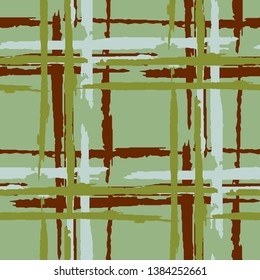 Tartan. Grunge Stripes. Abstract Texture with Horizontal and Vertical Dry Brush Strokes. Scribbled Grunge Pattern for Linen, Paper, Tablecloth. Scottish Motiff. Vector Texture.