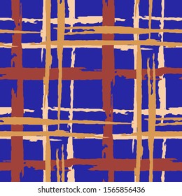Tartan. Grunge Stripes. Abstract Texture with Horizontal and Vertical Brush Strokes. Scribbled Grunge Pattern for Wallpaper, Fabric, Print. Scottish Motiff. Vector Texture.