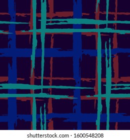Tartan. Grunge Stripes. Abstract Texture with Horizontal and Vertical Brush Strokes. Scribbled Grunge Rapport for Print, Fabric, Textile. Irish Ornament. Vector Texture.
