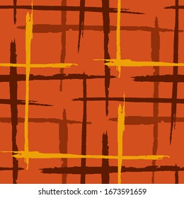 Tartan. Grunge Stripes. Abstract Texture with Horizontal and Vertical Brush Strokes. Scribbled Grunge Rapport for Chintz, Curtain, Paper. Scottish Motiff. Vector Texture.