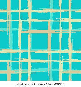 Tartan. Grunge Stripes. Abstract Texture with Horizontal and Vertical Dry Brush Strokes. Scribbled Grunge Rapport for Print, Fabric, Cloth. Irish Ornament. Vector Texture.
