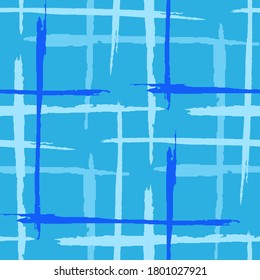 Tartan. Grunge Stripes. Abstract Texture with Horizontal and Vertical Dry Brush Strokes. Scribbled Grunge Motif for Cotton, Print, Textile. Scottish Motiff. Vector Texture.